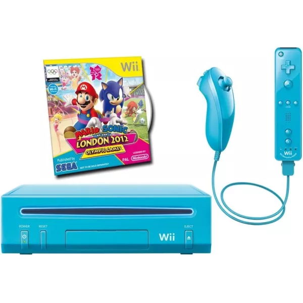 Console Nintendo Wii bleue + Mario & Sonic aux Jeux Olympiques de Londres 2012 + Télécommande Wii Plus