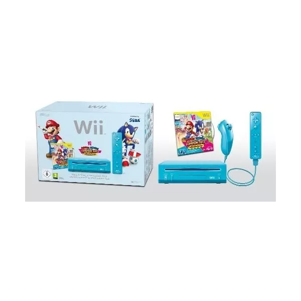 Console Wii bleue + Mario & Sonic aux Jeux Olympiques de Londres 2012 + Télécommande Wii Plus - bleu